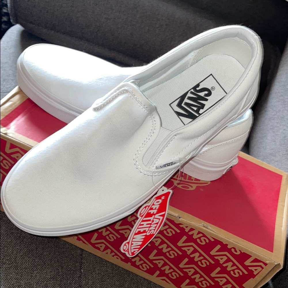 Vans White Slip-On Sneakers